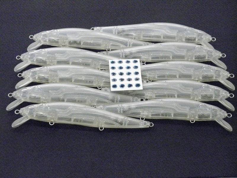 wLure 10 Blank Unpainted Minnow Crankbait Topwater Lipless Jerkbait Fishing Lures (UPM589P10) - Image 1